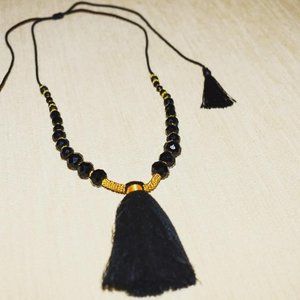 Black glass bead necklace